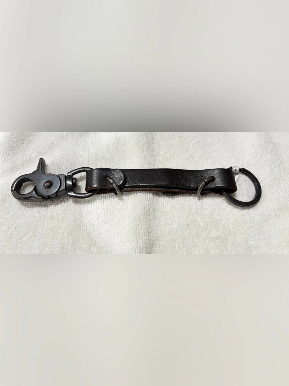 Diesel Black Leather Key/Belt Strap with Branded Gunmetal Hardware